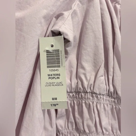 NWT Aritzia Wilfred Waters Poplin Jumpsuit Romper Smocked in Cloudy Lilac Medium - Picture 7 of 12